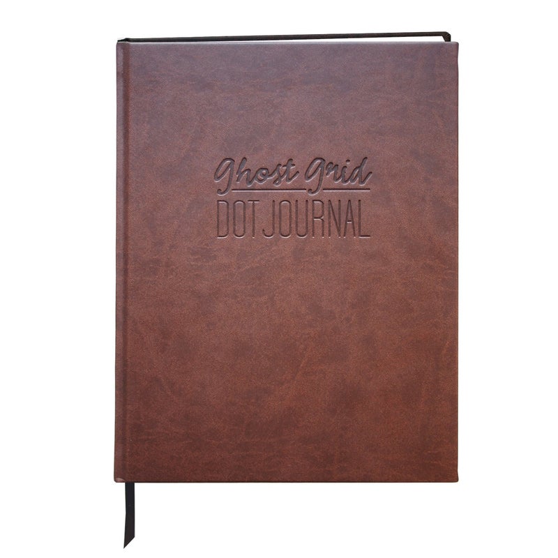 BookFactory Ghost Grid Dot Journal/Large Bullet Notebook 168 Pages 8.5'' x 11'' Soft Touch Dark Brown Cover Case Bound (Made in USA) - Image 1